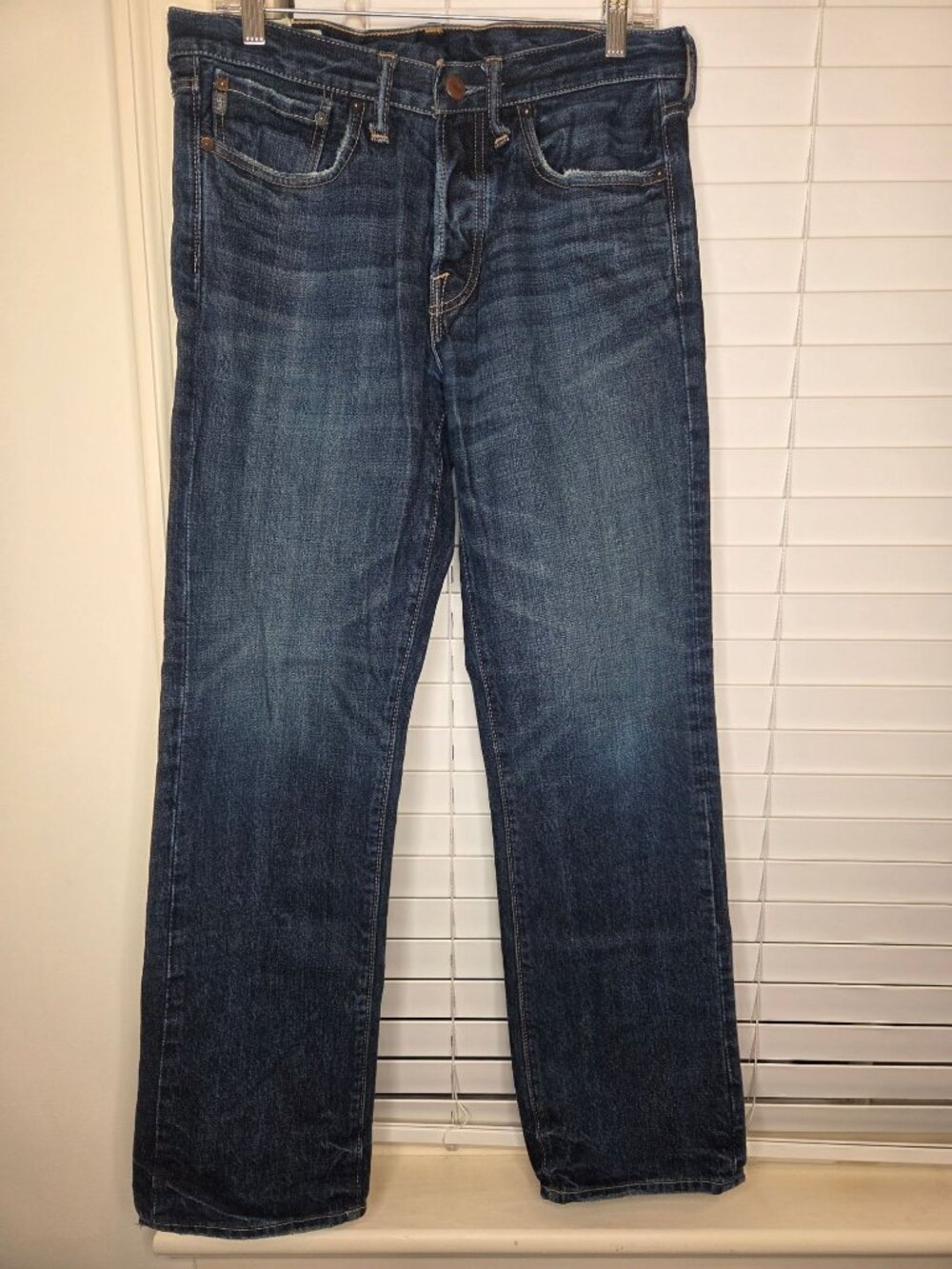 VTG Abercrombie & Fitch Mens Dark Wash Jeans 30x30 Straight Leg  distressed